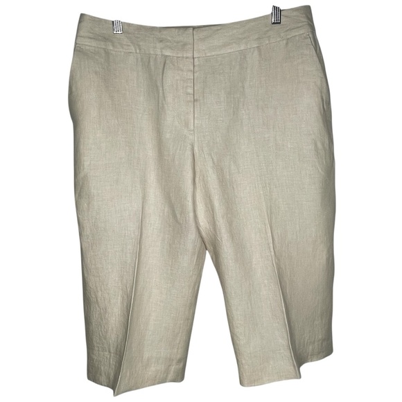 Lands' End Light Tan Linen Wide Leg Capri NWT SZ 12 - Picture 1 of 13